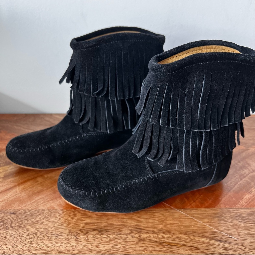 Fringe Black Ankle Boots size US 6.5-7.0 EU37